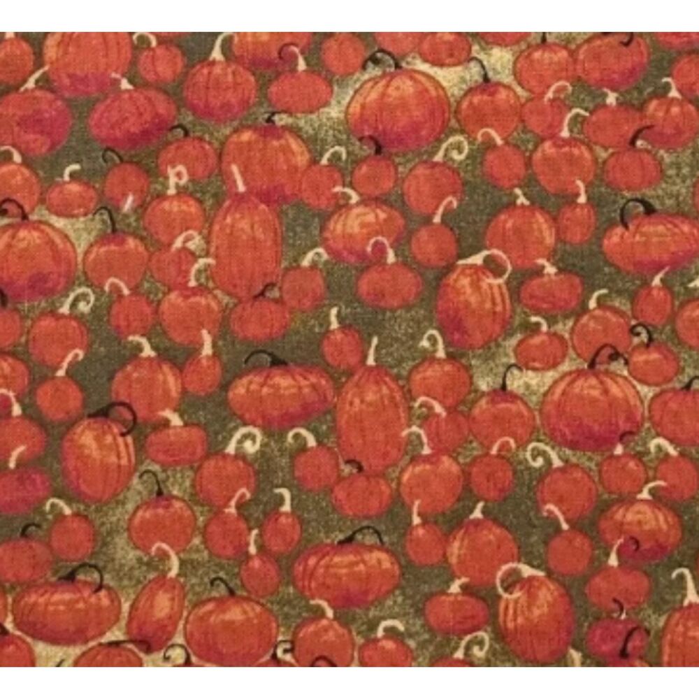 Vtg Concord Fabric Fall Pumpkin Patch Autumn Folk Art Quilting Cotton Sewing BTY
